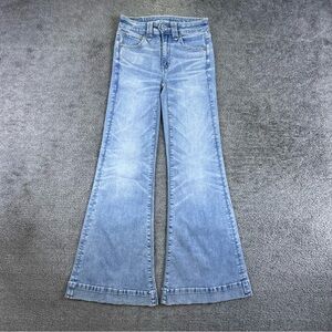 American Eagle Jeans Women 00 Blue Festival Flare Hippie Y2K Minimalist Boho